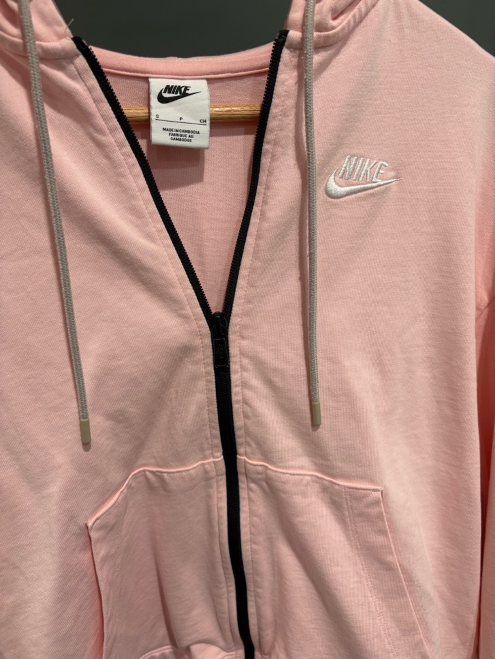 Nike Light Pink Cropped Hooded Zip-Up Jacket